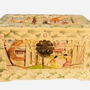 Antique Hand-Carved Chest Wooden made in Hong Kong